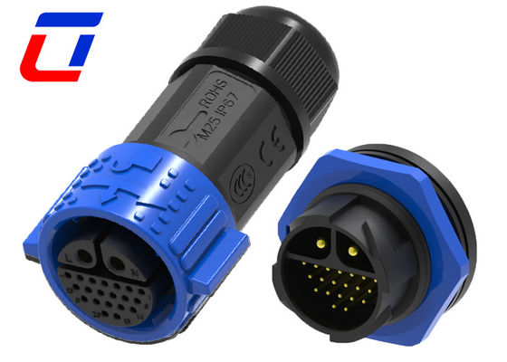 Connecteur de puissance à courant élevé à 2 broches 40A Connecteur de données imperméable à l'eau à 20 broches IP67