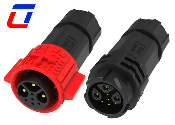 Connecteurs circulaires étanches à l'eau à broches multiples de couleur rouge PA66