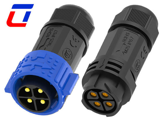 Connecteur imperméable à l'eau 4 broches IP67 600V avec verrouillage à la poussée