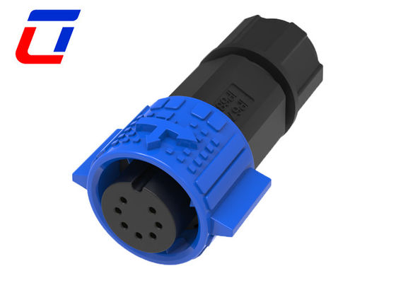 Connecteur étanche à l'eau extérieur à verrouillage par poussée PA66 M19 IP67 Connecteur 7 broches