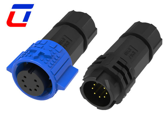 Connecteur étanche à l'eau extérieur à verrouillage par poussée PA66 M19 IP67 Connecteur 7 broches