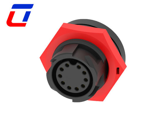 Connecteur imperméable à l'eau rouge M19 IP67 10 broches Connecteur câble étanche à l'eau mâle femelle