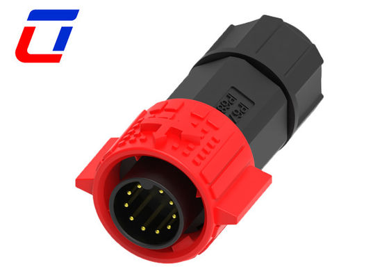 Connecteur imperméable à l'eau rouge M19 IP67 10 broches Connecteur câble étanche à l'eau mâle femelle