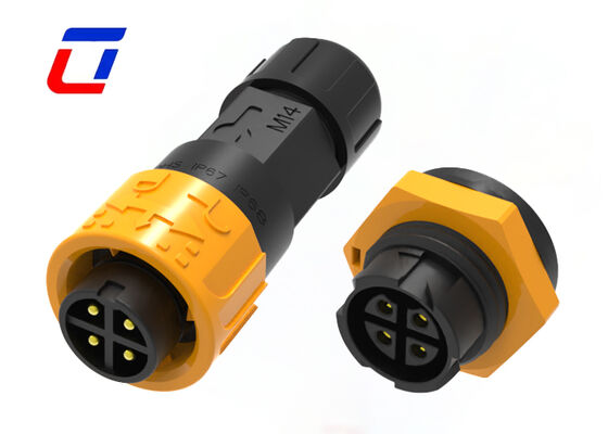 mâle du connecteur d'alimentation 300V de 10A M16 4 Pin IP67 au connecteur rapide imperméable femelle