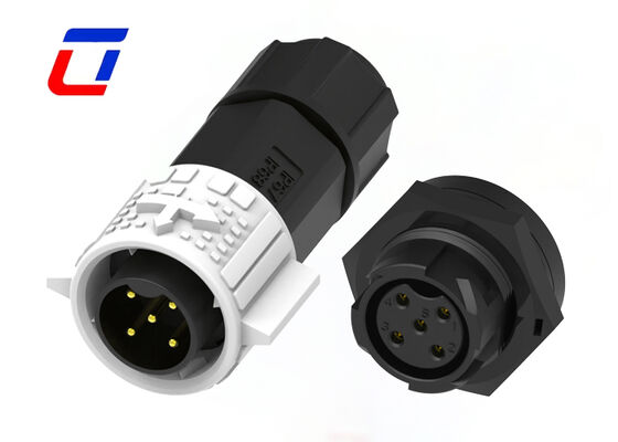 Connecteurs électriques étanches IP67 à verrouillage rapide 20A M19 5 broches mâle femelle en plastique