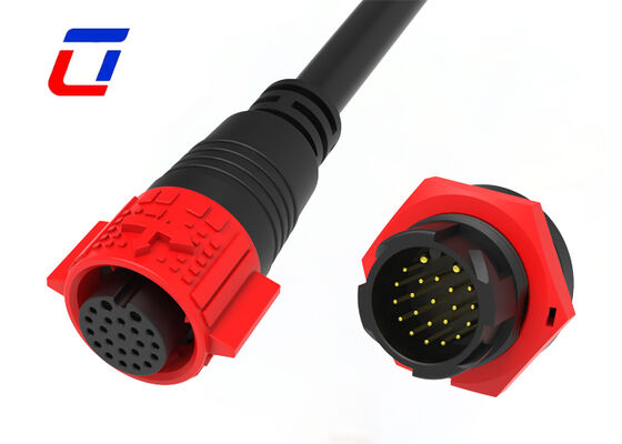 IP67 M19 étanche à l'eau, déconnexion rapide du fil à la carte 2+20 broches pour l'alimentation et le signal