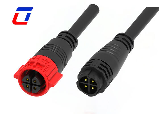 Connecteur d'alimentation étanche IP67 M19 à verrouillage par pression, 4 broches, 20A, PA66, fil à fil