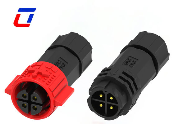 Connecteur d'alimentation étanche IP67 M19 à verrouillage par pression, 4 broches, 20A, PA66, fil à fil