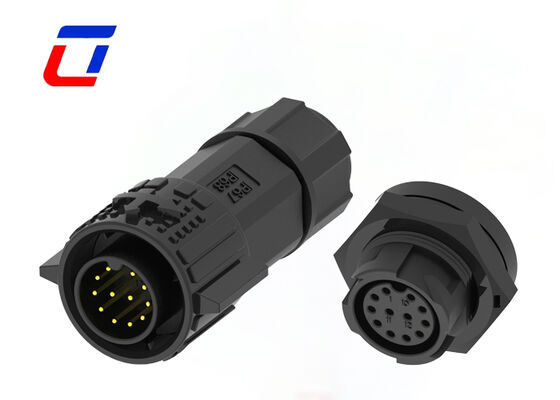 Connecteurs circulaires en plastique M19 12 broches 300V IP67 à verrouillage par poussée, connecteur de données étanche