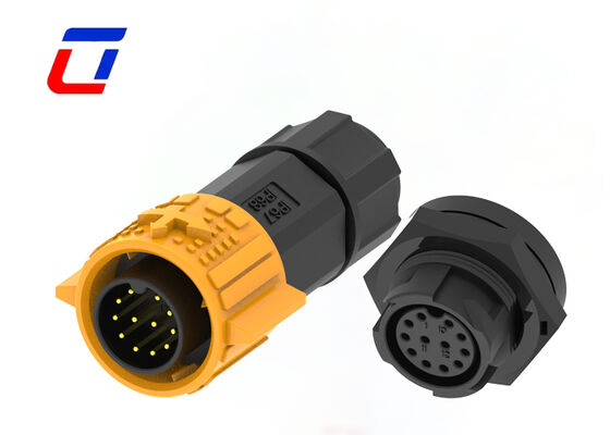Connecteurs circulaires en plastique M19 12 broches 300V IP67 à verrouillage par poussée, connecteur de données étanche