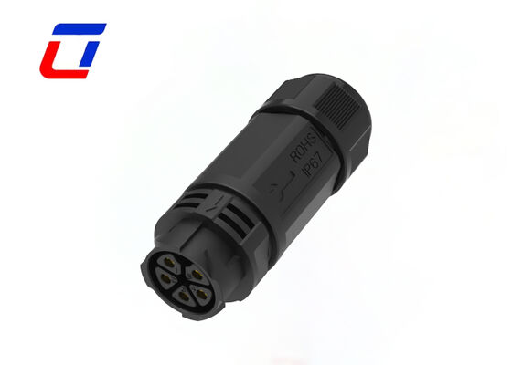 Connecteur d'alimentation en courant continu étanche M25 5 broches 20A Push Lock Cable extérieur Connecteur de nouvelle énergie