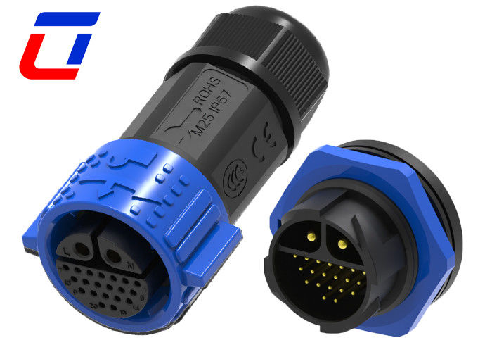 Connecteur de puissance à courant élevé à 2 broches 40A Connecteur de données imperméable à l'eau à 20 broches IP67