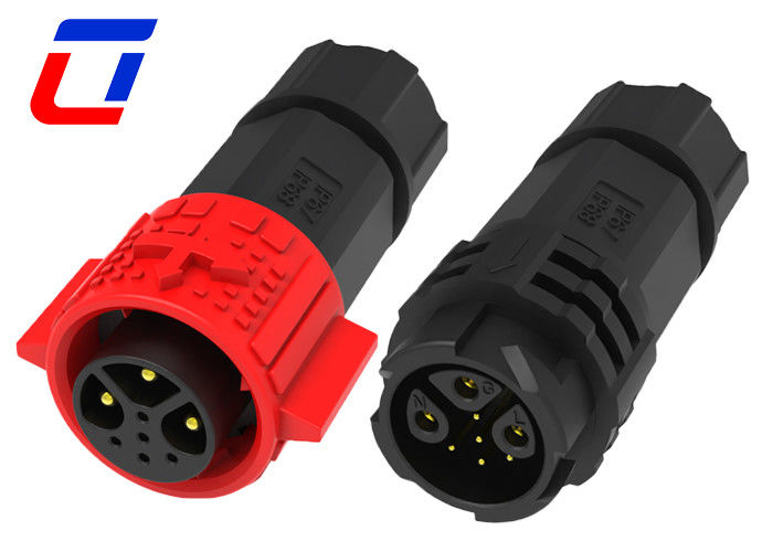Connecteurs circulaires étanches à l'eau à broches multiples de couleur rouge PA66