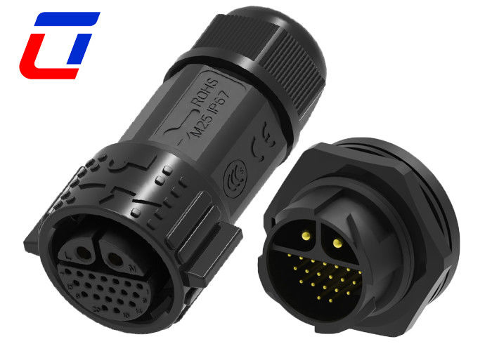 Connecteur de câble de données imperméable à l'eau 30A CC IP67 20 broches Auto-verrouillage Multi-Core Structure