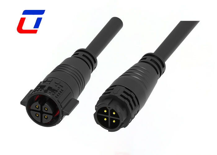 Connecteur d'alimentation extérieur étanche IP67 M19 4 broches mâle vers femelle 300V 15A