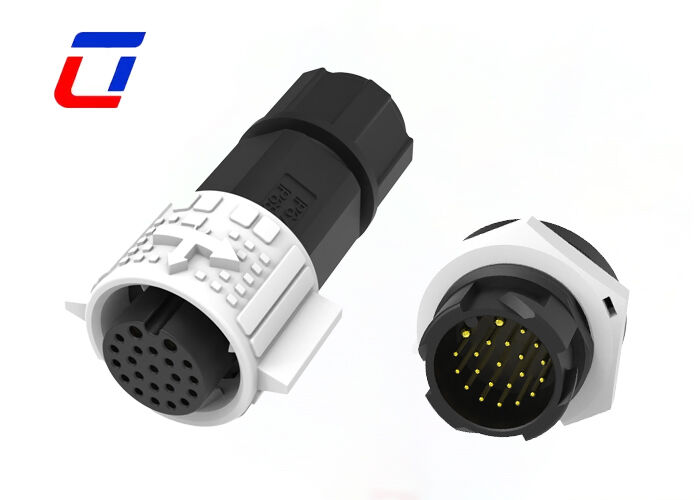 M19 2+20 Connecteurs circulaires à plusieurs broches en plastique PA66 Connecteur de verrouillage rapide de données électriques