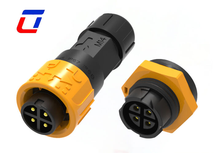 mâle du connecteur d'alimentation 300V de 10A M16 4 Pin IP67 au connecteur rapide imperméable femelle