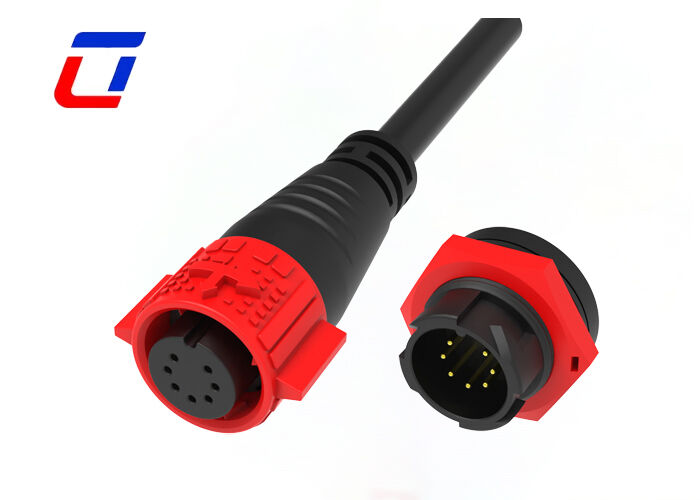 M19 7 Pin 5A Connecteurs de câble imperméables à l'eau pour automobile PA66 Connecteur de données en plastique mâle femelle