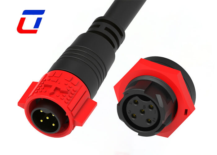 Connecteur de câble imperméable à l'eau 20A à 5 broches M19 Industrial Male Female Push Lock Connector