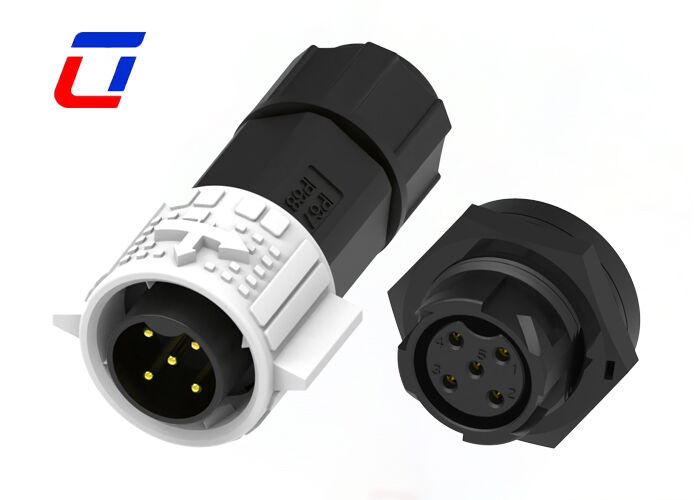 Connecteurs électriques étanches IP67 à verrouillage rapide 20A M19 5 broches mâle femelle en plastique