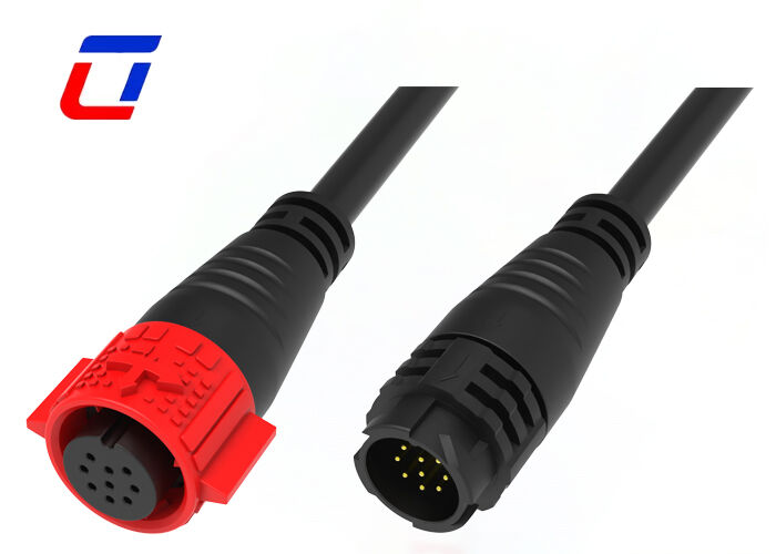 Connecteurs de câble moulés M19 à 9 broches 5A 300V avec verrouillage par pression et connecteur de données étanche