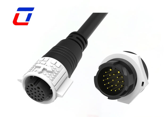 IP67 M19 étanche à l'eau, déconnexion rapide du fil à la carte 2+20 broches pour l'alimentation et le signal